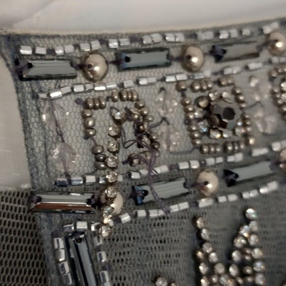 Ellie Wilde Mon Cheri Navy Beaded Accent Long Gown - Picture 12 of 14